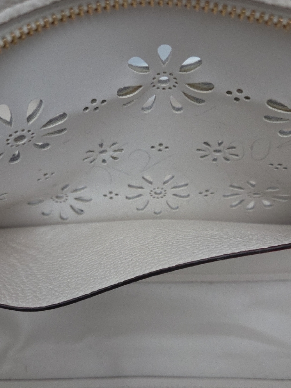 kate spade Elizabeth Faye Drive Perforated Leather Tote In White w Gold Accents - Picture 8 of 10